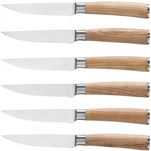 Steak Knives, Steak Knives Set of 6, Japanese HC Steel Premium Serrated  Steak Knife Set with
